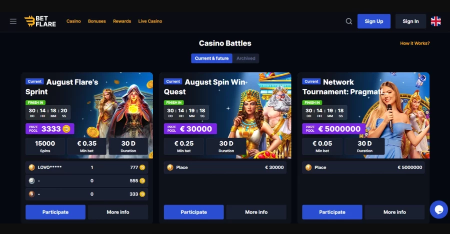 Betflare χαρακτηριστικά